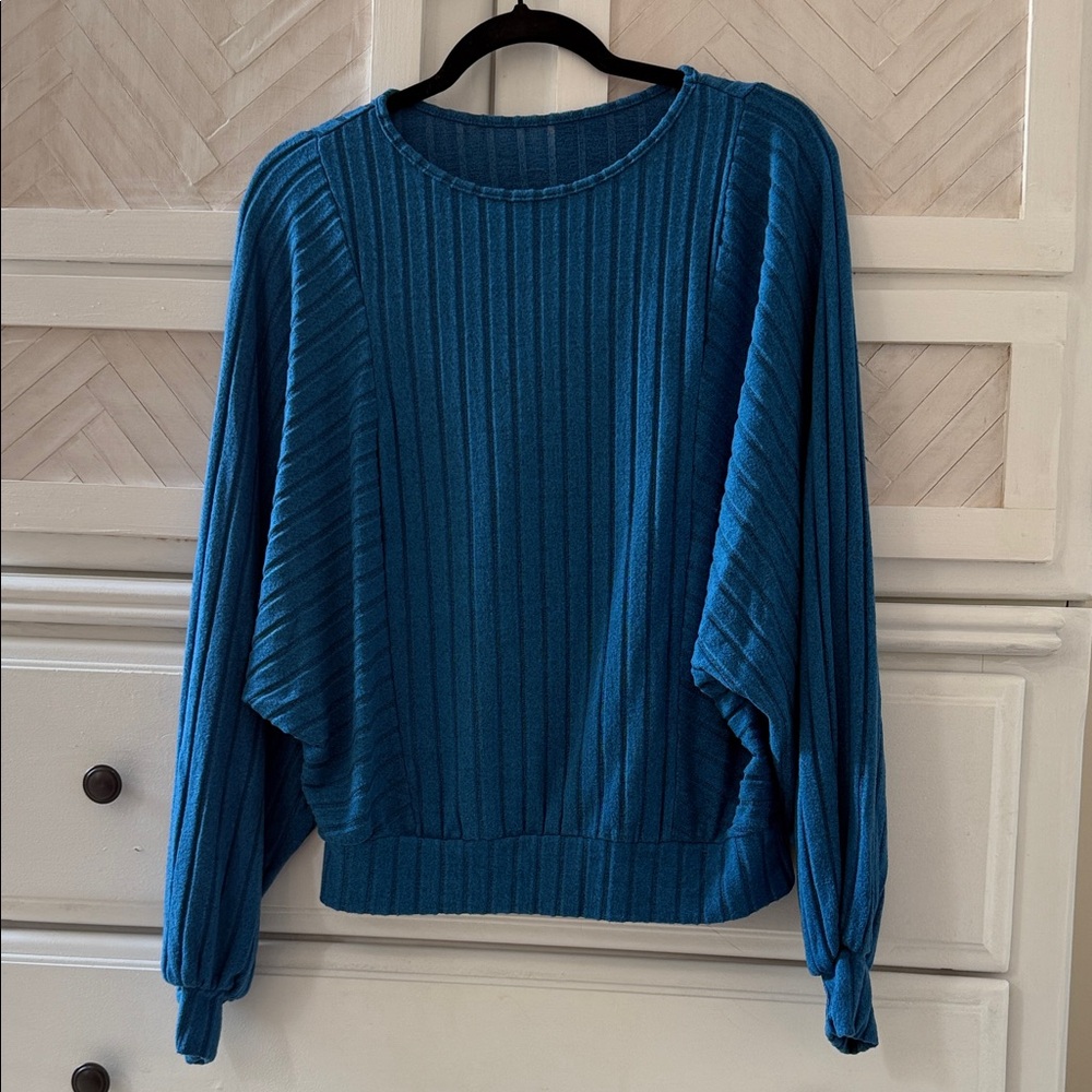 Blue Ribbed Women's Sweater